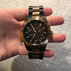 Michael Kors Black and Rose Gold Watch